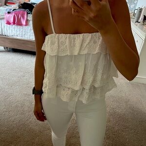 White eyelet top